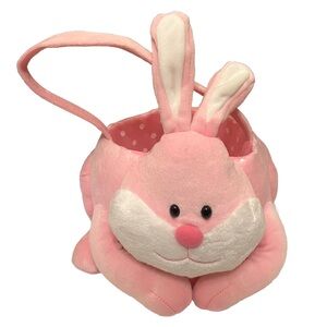 Okie Dokie Kids Pink Bunny Easter Plush Bucket Bag basket